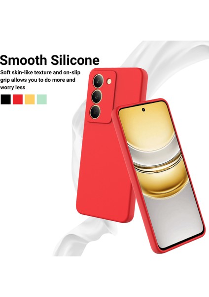 Realme V60 Pro 5g/realme 14X(HINDISTAN)5G Sıvı Silikon Kılıf Telefon Arka Kapağı El Kayışı Ile-Kırmızı (Yurt Dışından) modelleri
