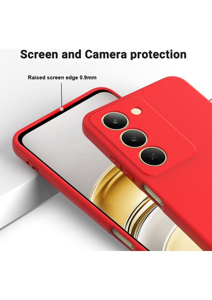 Realme V60 Pro 5g/realme 14X(HINDISTAN)5G Sıvı Silikon Kılıf Telefon Arka Kapağı El Kayışı Ile-Kırmızı (Yurt Dışından) fırsatları