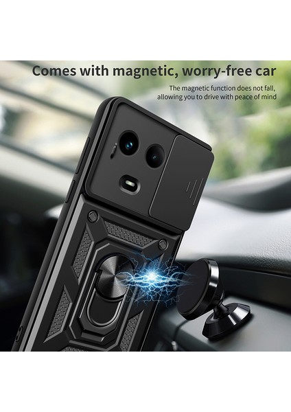 Realme 11X 5g/11 5g(Global)Kılıf Sürgülü Lens Koruyucu Pc+Tpu Halka Destekli Telefon Kılıfı-Siyah (Yurt Dışından) modelleri