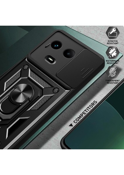 Realme 11X 5g/11 5g(Global)Kılıf Sürgülü Lens Koruyucu Pc+Tpu Halka Destekli Telefon Kılıfı-Siyah (Yurt Dışından) fırsatları