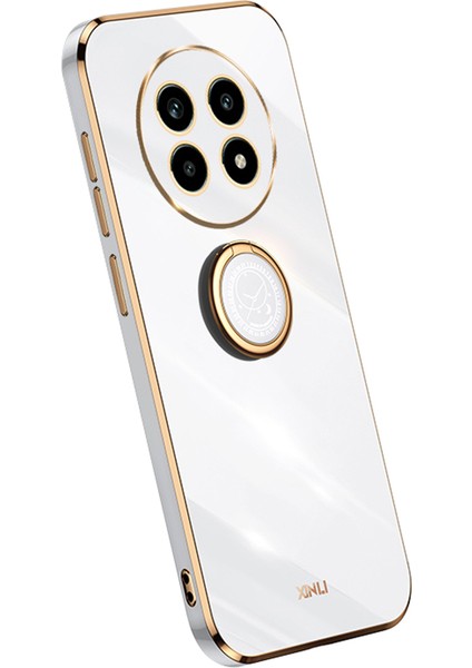 Xınlı Realme 13 Pro 5g(Global)/13 Pro+5g(Global)Kılıf Halkalı Kickstand Elektrokaplama Tpu Telefon Kılıfı-Beyaz (Yurt Dışından)