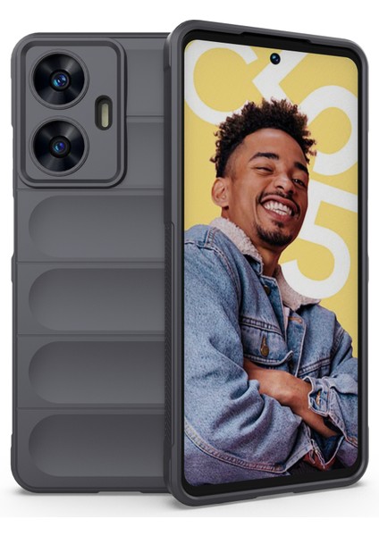 Realme C55 4g Esnek Tpu Telefon Kılıfı Çizilmez Sağlam Arka Kapak-Koyu Gri (Yurt Dışından)