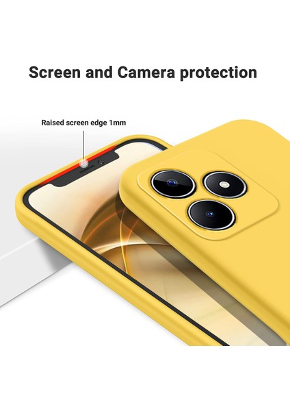 Realme C51S 4g Kılıf Sıvı Silikon Çizilmez Telefon Kılıfı El Askısı Ile-Sarı (Yurt Dışından) modelleri