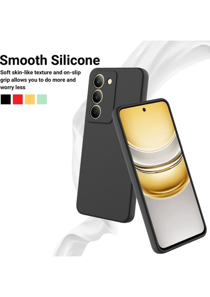 Realme V60 Pro 5g/realme 14X(HINDISTAN)5G Sıvı Silikon Kılıf Telefon Arka Kapağı El Kayışı Ile-Siyah (Yurt Dışından)