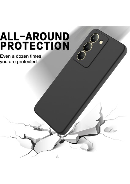 Realme V60 Pro 5g/realme 14X(HINDISTAN)5G Sıvı Silikon Kılıf Telefon Arka Kapağı El Kayışı Ile-Siyah (Yurt Dışından)