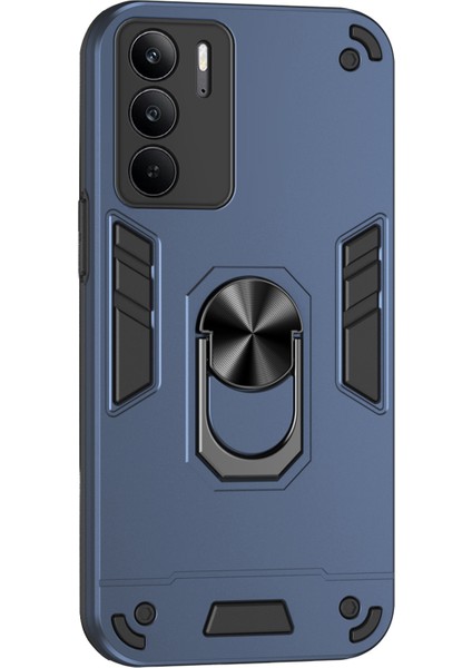 Realme C75 Kılıf Pc+Tpu Drop Defend Telefon Kılıfı Halkalı Ayaklık-Mavi (Yurt Dışından)