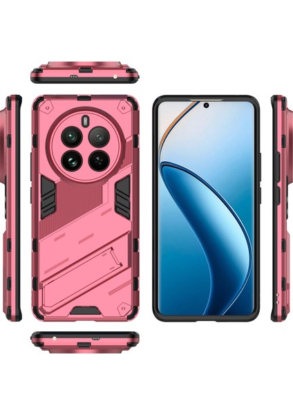 Realme 12 Pro 5g/12 Pro+5g Kılıf Pc+Tpu Darbeye Dayanıklı Zırhlı Telefon Kılıfı Kickstand Ile-Gül (Yurt Dışından)