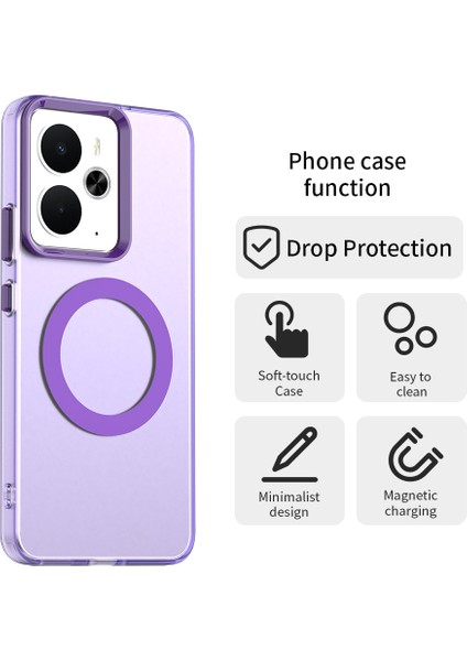 Realme 14 5g Kılıf Magsafe Anti Drop Hibrit Telefon Arka Kapağı ile Uyumlu-Mor (Yurt Dışından) modelleri