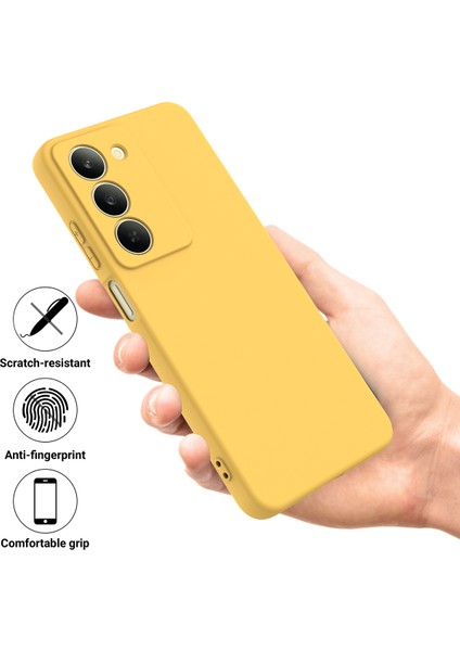 Realme V60 Pro 5g/realme 14X(HINDISTAN)5G Sıvı Silikon Kılıf Telefon Arka Kapağı El Kayışı Ile-Sarı (Yurt Dışından) fiyatları