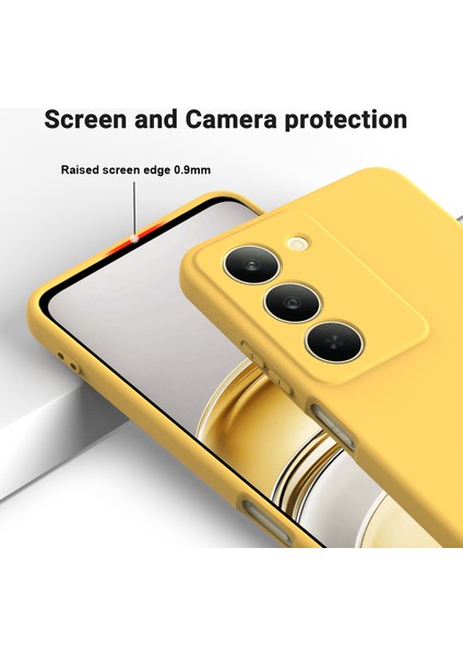 Realme V60 Pro 5g/realme 14X(HINDISTAN)5G Sıvı Silikon Kılıf Telefon Arka Kapağı El Kayışı Ile-Sarı (Yurt Dışından) fırsatları