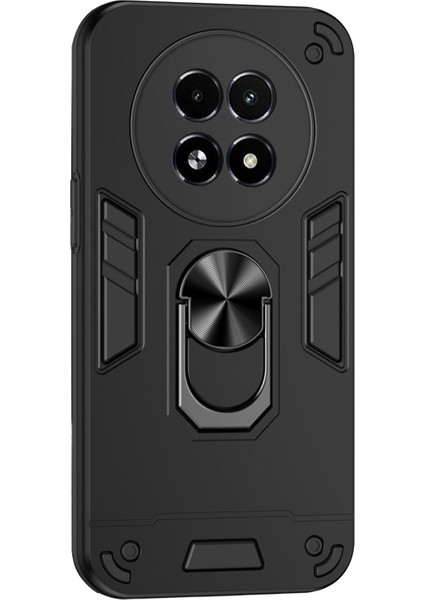 Realme 13 5g Kılıf Pc+Tpu Drop Defend Telefon Kılıfı Halkalı Ayaklıklı-Siyah (Yurt Dışından)
