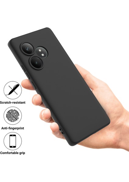 Realme Gt 6t 5g/gt 6 5g Kılıf Bilek Kayışlı Sıvı Silikon Telefon Kılıfı-Siyah (Yurt Dışından)