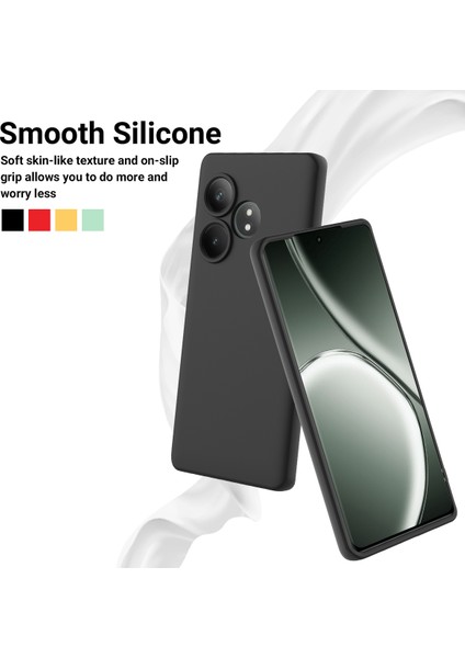 Realme Gt 6t 5g/gt 6 5g Kılıf Bilek Kayışlı Sıvı Silikon Telefon Kılıfı-Siyah (Yurt Dışından)
