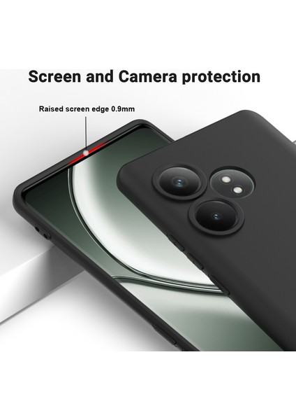Realme Gt 6t 5g/gt 6 5g Kılıf Bilek Kayışlı Sıvı Silikon Telefon Kılıfı-Siyah (Yurt Dışından)