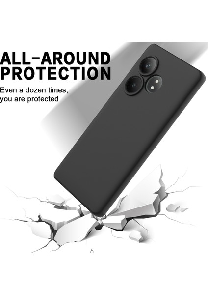 Realme Gt 6t 5g/gt 6 5g Kılıf Bilek Kayışlı Sıvı Silikon Telefon Kılıfı-Siyah (Yurt Dışından)