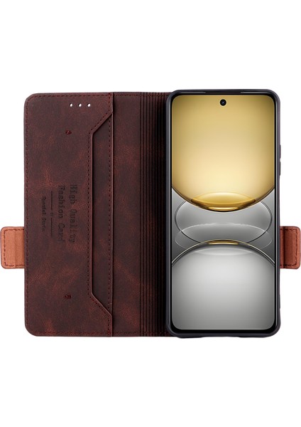 Realme C75 Kılıf Deri Cüzdan Kapaklı Telefon Kılıfı Donanım Dekorlu-Kahverengi (Yurt Dışından) fiyatları