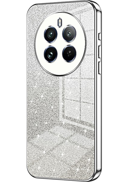 Realme 12 Pro 5g/12 Pro+5g Elektrolizle Kaplanmış Çizilmez Tpu Kabuk Degrade Parıltılı Cep Telefonu Kılıfları-Gümüş (Yurt Dışından)