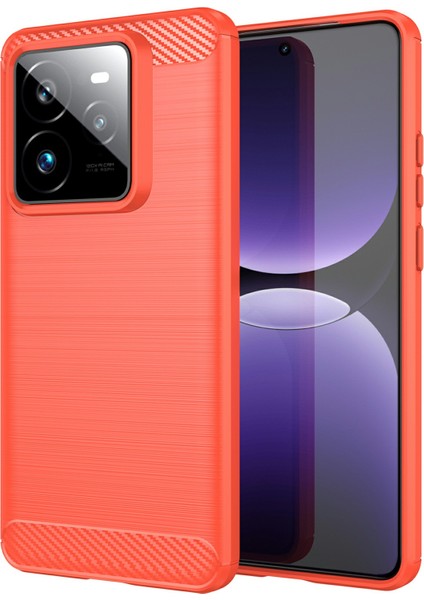 Realme Gt 7 Pro 5g Kılıf Koruyucu Telefon Kılıfı Karbon Fiber Doku Fırçalanmış-Kırmızı (Yurt Dışından)