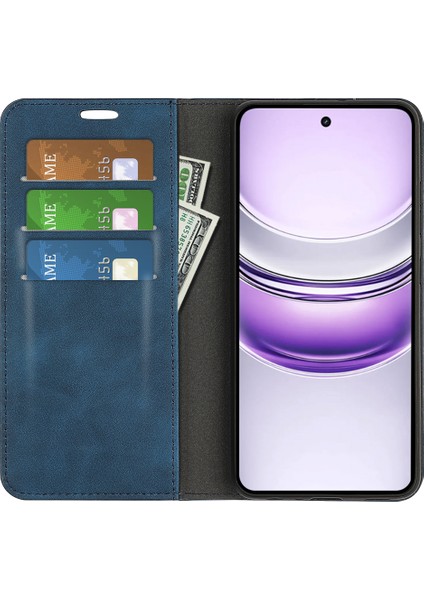 Realme 14X 5g Kılıf Cilt Dokunmatik Deri Cüzdan Telefon Kılıfı-Mavi (Yurt Dışından)