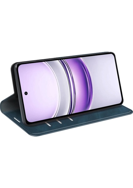 Realme 14X 5g Kılıf Cilt Dokunmatik Deri Cüzdan Telefon Kılıfı-Mavi (Yurt Dışından)
