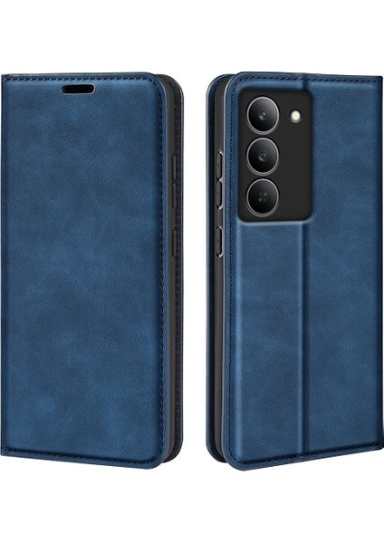 Realme 14X 5g Kılıf Cilt Dokunmatik Deri Cüzdan Telefon Kılıfı-Mavi (Yurt Dışından)