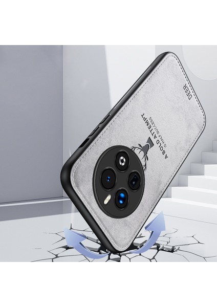 Realme 12 4g/12+5g Kılıf Kumaş Doku Deri+Pc+Tpu Telefon Kılıfı Geyik Desenli-Gri (Yurt Dışından) fiyatları