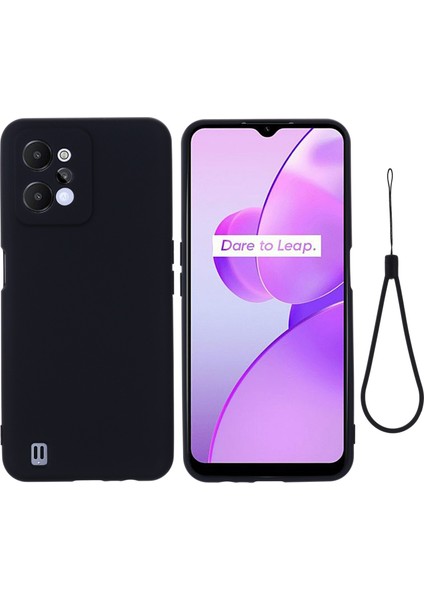 Realme C31 Sıvı Silikon Telefon Kılıfı Için, Kalınlaştırıcı Tasarım Yumuşak Mikrofiber Astar Yastık Çizilmez Koruyucu Kılıf-Siyah (Yurt Dışından)