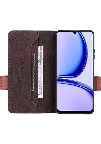 Realme C53 (KÜRESEL)/C53 (HINDISTAN)/C51/NARZO N53 4g Telefon Cüzdan Kılıfı Pu Deri Donanım Dekor Standı Kapak-Kahve (Yurt Dışından) fiyatları