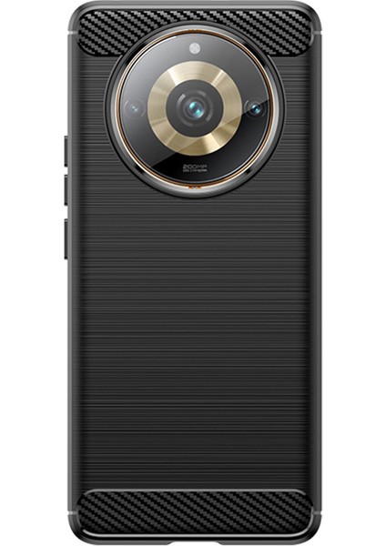 Realme Narzo 60 Pro 5g Fırçalanmış Tpu Telefon Kılıfı Karbon Fiber Dokulu Çizilmez Arka Kapak-Siyah (Yurt Dışından)