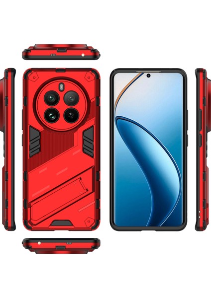 Realme 12 Pro 5g/12 Pro+5g Kılıf Pc+Tpu Darbeye Dayanıklı Zırhlı Telefon Kılıfı Kickstand Ile-Kırmızı (Yurt Dışından)