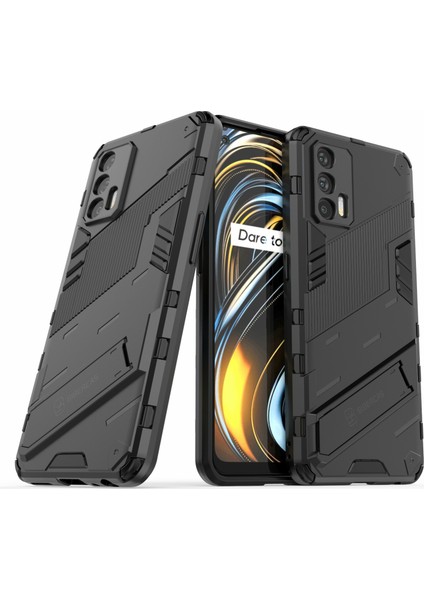 Darbeye Dayanıklı Pc + Tpu Hibrit Telefon Kılıfı Kapağı Oppo Realme Gt 5g Için Ayaklık - Siyah (Yurt Dışından) fiyatları