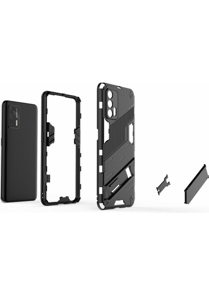 Darbeye Dayanıklı Pc + Tpu Hibrit Telefon Kılıfı Kapağı Oppo Realme Gt 5g Için Ayaklık - Siyah (Yurt Dışından) fırsatları