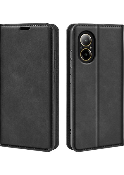 Realme C67 4g Kılıf Pu Deri Kart Tutucu Manyetik Kapatma Telefon Kılıfı-Siyah (Yurt Dışından)