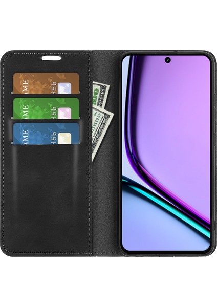 Realme C67 4g Kılıf Pu Deri Kart Tutucu Manyetik Kapatma Telefon Kılıfı-Siyah (Yurt Dışından) fiyatları