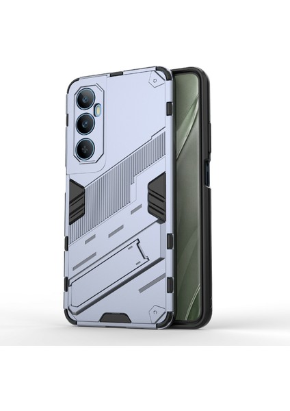 Realme C65 4g Kılıf Pc+Tpu Çizilmez Telefon Kılıfı Katlanabilir Ayaklı-Gri (Yurt Dışından)