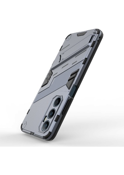 Realme C65 4g Kılıf Pc+Tpu Çizilmez Telefon Kılıfı Katlanabilir Ayaklı-Gri (Yurt Dışından) indirimleri