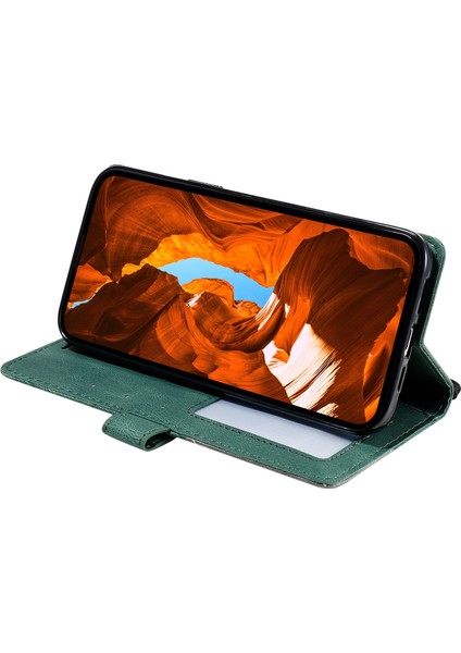 Realme 13 Pro 5g(Global)/13 Pro+5g(Global)Kılıf Baskılı Çizgiler Pu Deri Ekleme Cüzdan Telefon Kılıfı-Yeşil (Yurt Dışından)