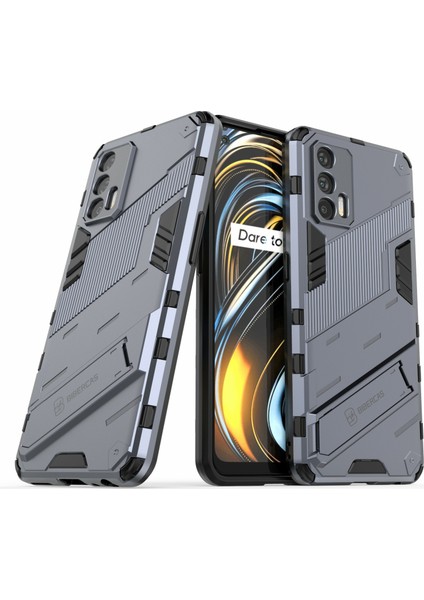 Darbeye Dayanıklı Pc + Tpu Hibrit Telefon Kılıfı Kapağı Oppo Realme Gt 5g-Gri Için Ayaklık (Yurt Dışından) fiyatları
