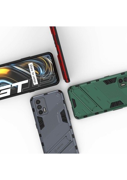 Darbeye Dayanıklı Pc + Tpu Hibrit Telefon Kılıfı Kapağı Oppo Realme Gt 5g-Gri Için Ayaklık (Yurt Dışından) indirimleri