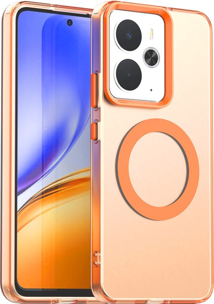 Realme 14 5g Kılıf Magsafe Anti Drop Hibrit Telefon Arka Kapağı ile Uyumlu-Turuncu (Yurt Dışından)