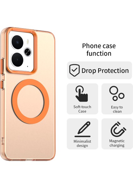 Realme 14 5g Kılıf Magsafe Anti Drop Hibrit Telefon Arka Kapağı ile Uyumlu-Turuncu (Yurt Dışından) modelleri