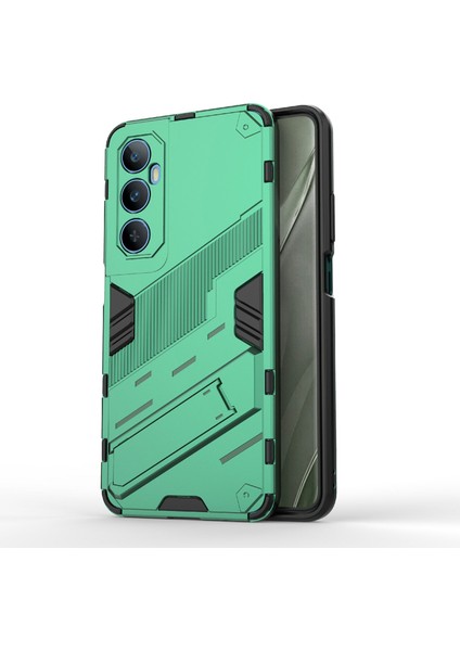 Realme C65 4g Kılıf Pc+Tpu Çizilmez Telefon Kılıfı Katlanır Ayaklı-Yeşil (Yurt Dışından)