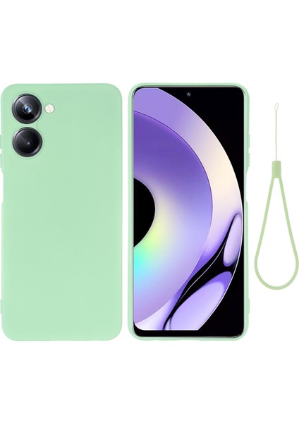 Realme 10 4g Hassas Kesik Telefon Kılıfı Sıvı Silikon Düşmeye Dayanıklı Arka Kapak Kayışlı-Yeşil (Yurt Dışından)
