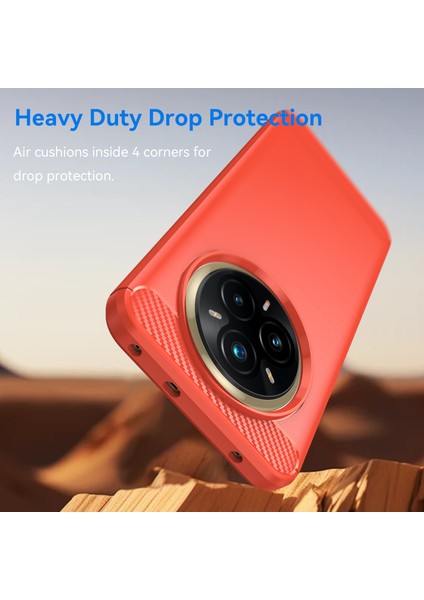 Realme P3 Pro 5g Kılıf Koruyucu Telefon Kılıfı Karbon Fiber Doku Fırçalanmış-Kırmızı (Yurt Dışından)