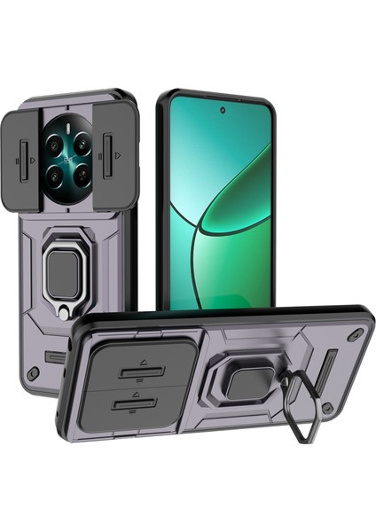 Realme 12 4g/12+5g Kılıf Pc+Tpu Koruyucu Telefon Kılıfı Sürgülü Kamera Koruyucu-Mor (Yurt Dışından)