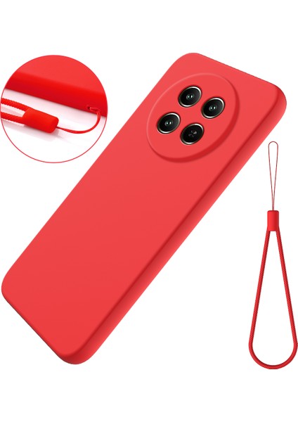 Realme 12 5G/12X 5g Kılıf Sıvı Silikon Düşmeye Dayanıklı Telefon Kılıfı Bilek Kayışı Ile-Kırmızı (Yurt Dışından)