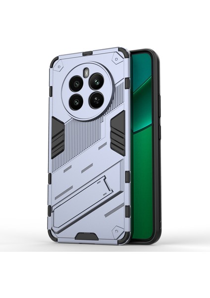 Realme 12 4g/12+5g Kılıf Kickstand Pc+Tpu Koruyucu Sert Telefon Kılıfı-Gri (Yurt Dışından)