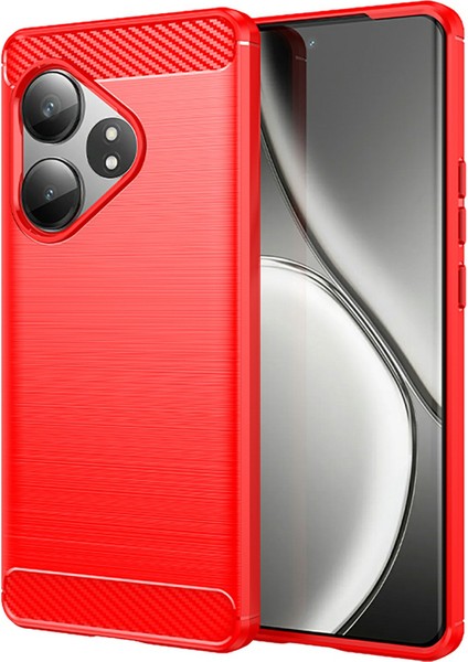 Realme Gt Neo6 5g/gt 6t 5g/gt 6 5g Kılıf Karbon Fiber Doku Tpu Fırçalanmış Telefon Kılıfı-Kırmızı (Yurt Dışından)