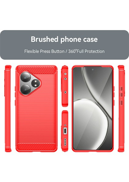 Realme Gt Neo6 5g/gt 6t 5g/gt 6 5g Kılıf Karbon Fiber Doku Tpu Fırçalanmış Telefon Kılıfı-Kırmızı (Yurt Dışından)