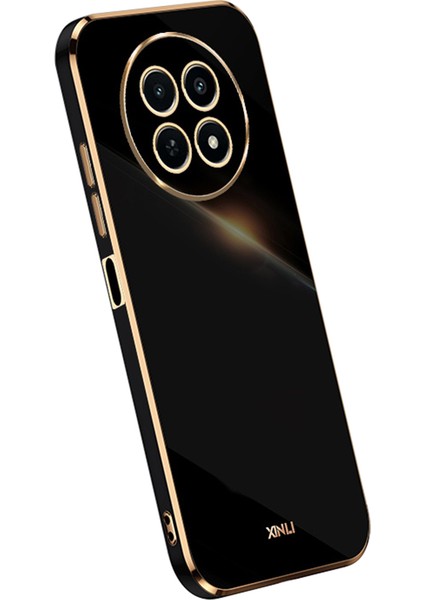 Xınlı Realme 12 5G/12X 5g Kılıf Galvanik Tasarım Tpu Çizilmez Telefon Kılıfı-Siyah (Yurt Dışından)